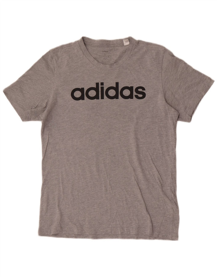 T-shirt grafica da uomo Adidas Top in cotone grigio medio