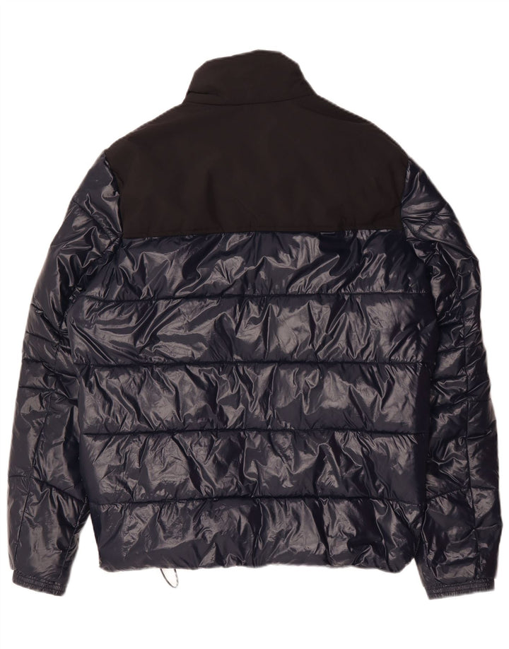 Giacca imbottita ampia da uomo Michael Kors UK 36 piccola in poliestere blu navy