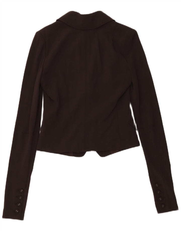 Patrizia Pepe Giacca Blazer Crop da Donna a 2 Bottoni IT 44 Lana Marrone Medio