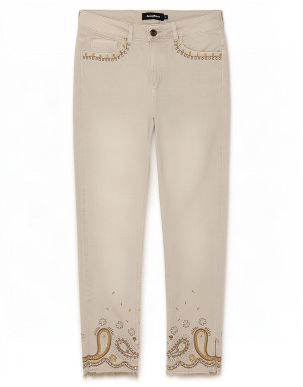 Jeans dritti da donna Desigual EU 38 Medio W30 L28 Cotone Paisley beige