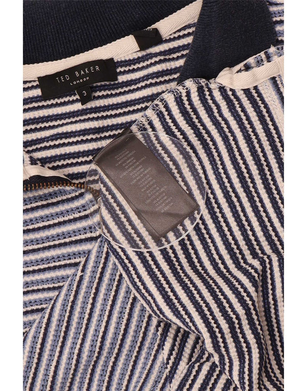 Polo da rugby da uomo a maniche lunghe Ted Baker taglia 3 a righe blu medio