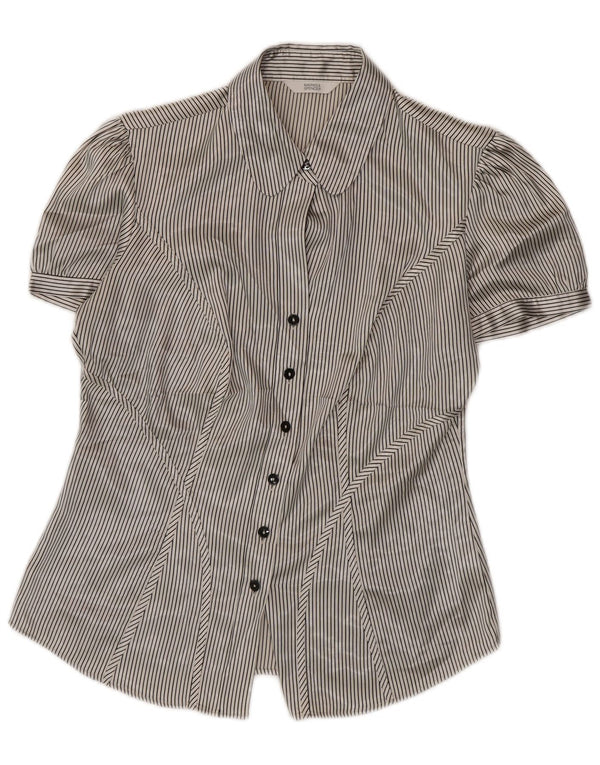 Camicetta camicia da donna Marks & Spencer UK 10 piccolo gessato beige