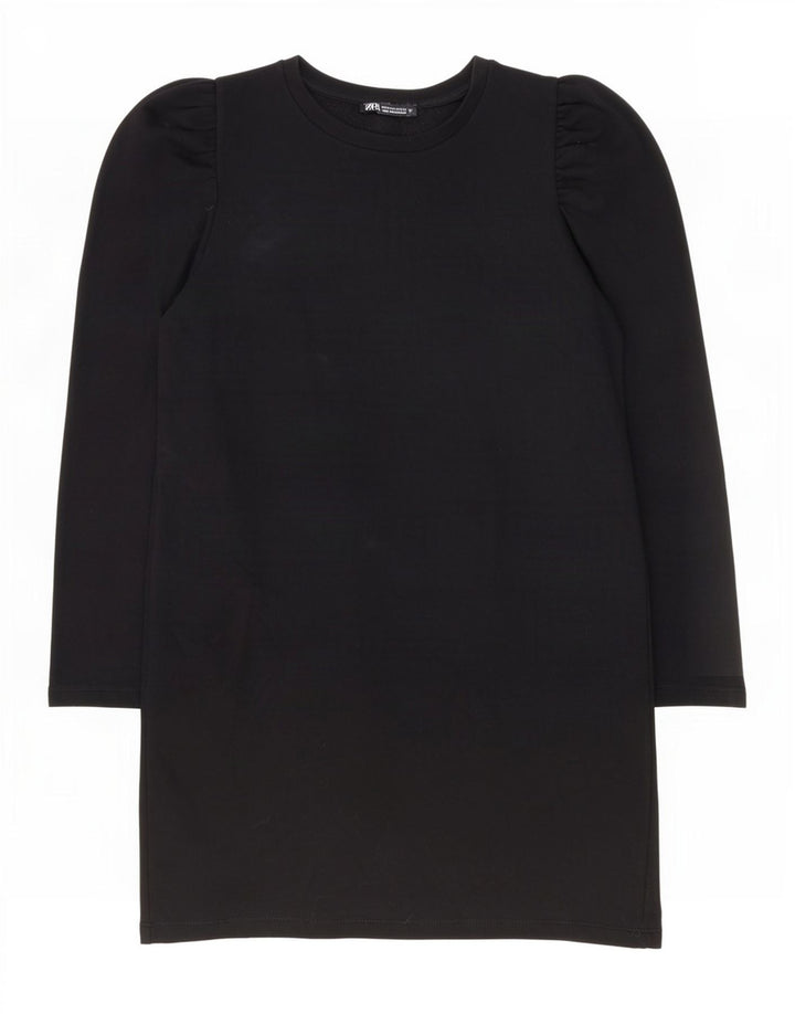 Abito a trapezio a maniche lunghe da donna Zara UK 14 cotone nero medio