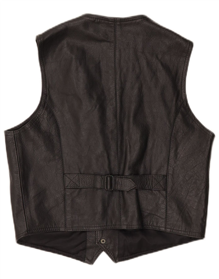 Gilet in pelle da uomo vintage XS in pelle nera