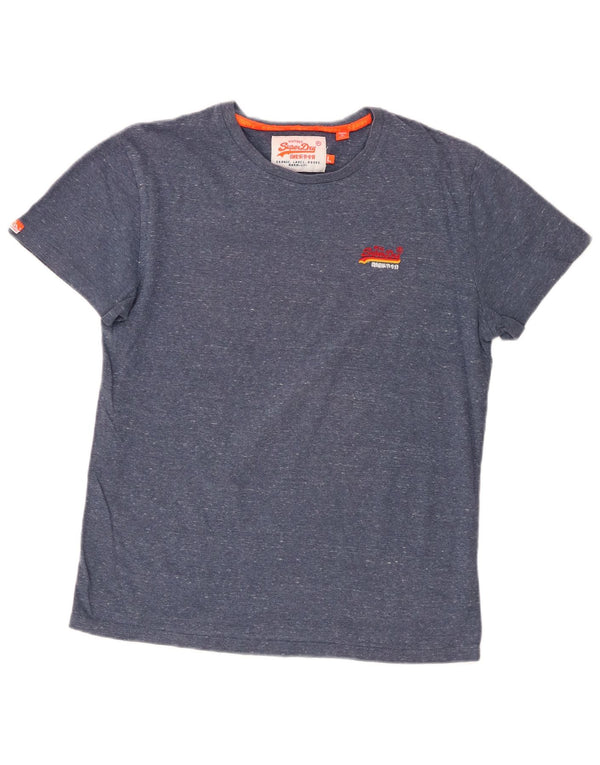 T-shirt da uomo Superdry Top grande in cotone chiazzato blu