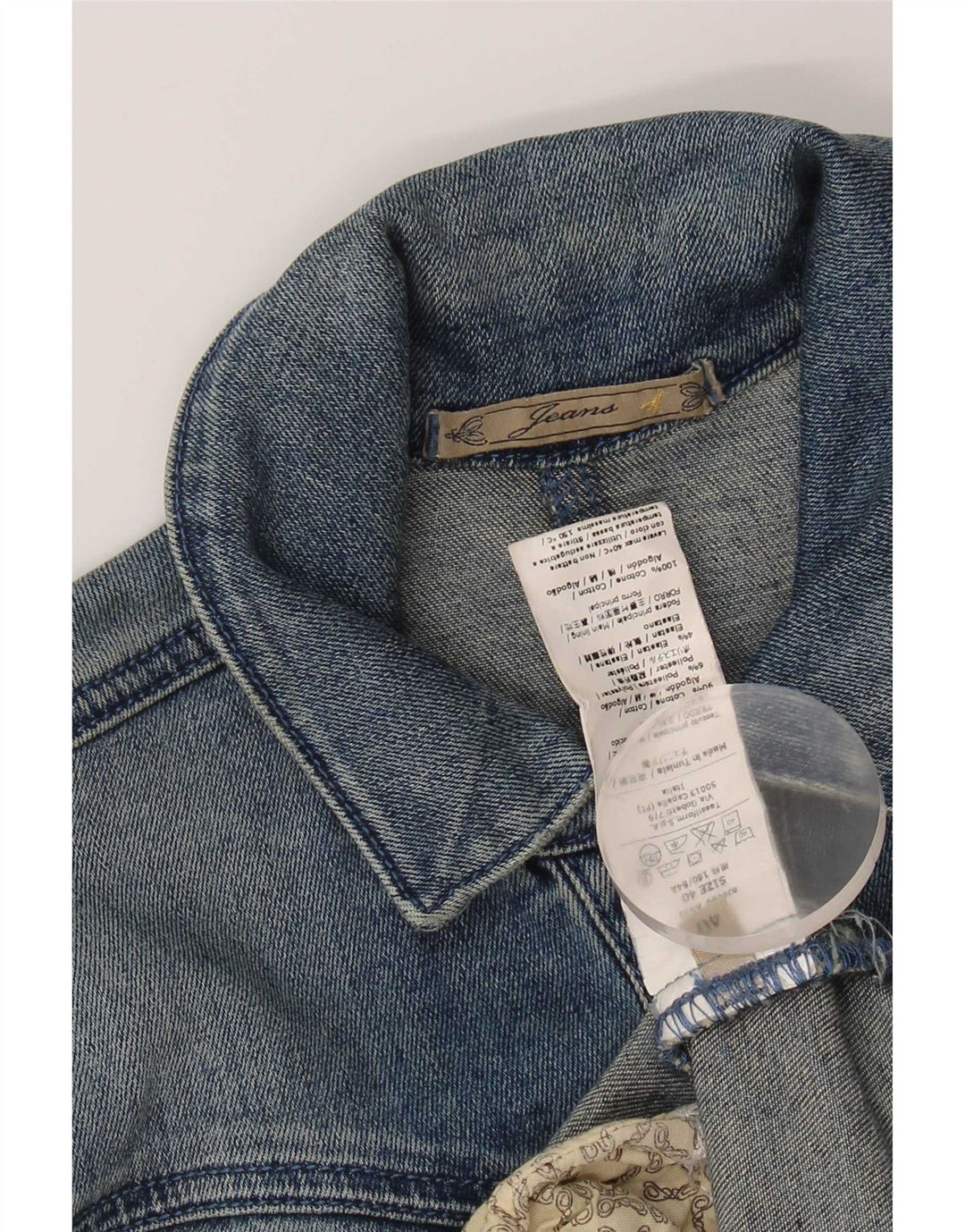 Giacca in denim vintage da donna corta IT 40 piccola in cotone blu