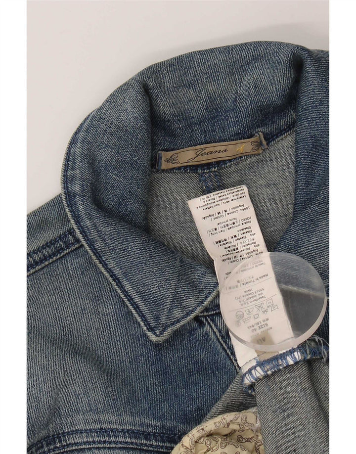 Giacca in denim vintage da donna corta IT 40 piccola in cotone blu