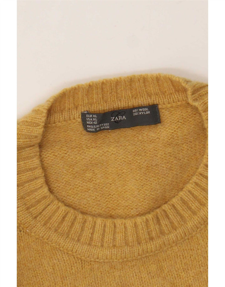 Maglione maglione girocollo da uomo Zara XL in lana gialla