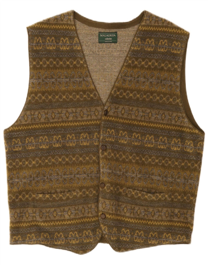Gilet da uomo Malagrida in lana Fair Isle verde medio