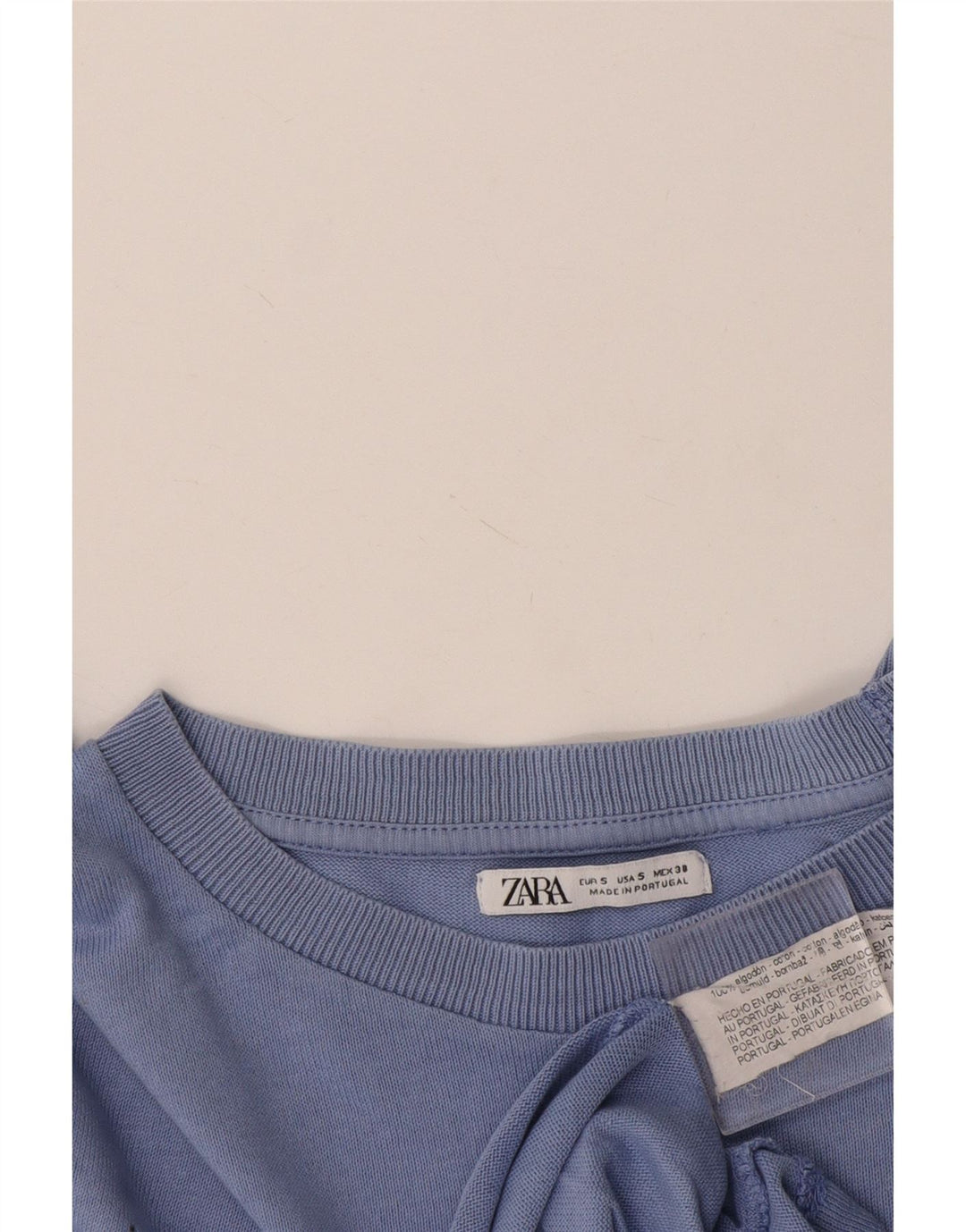 T-shirt Zara da uomo Top Small in cotone blu
