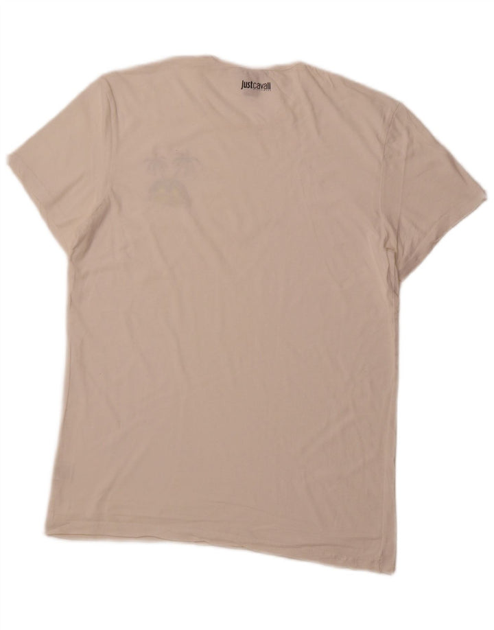 JUST CAVALLI T-shirt da uomo Top Large in cotone bianco sporco