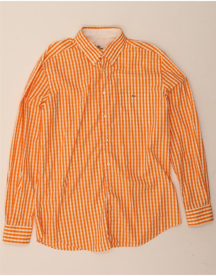 Camicia da uomo Lacoste taglia 42 grande a quadretti arancione