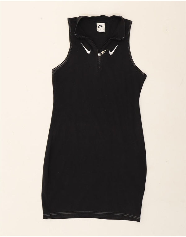 Abito polo senza maniche con zip e collo da donna Nike UK 8 Small Black Cotton Sports