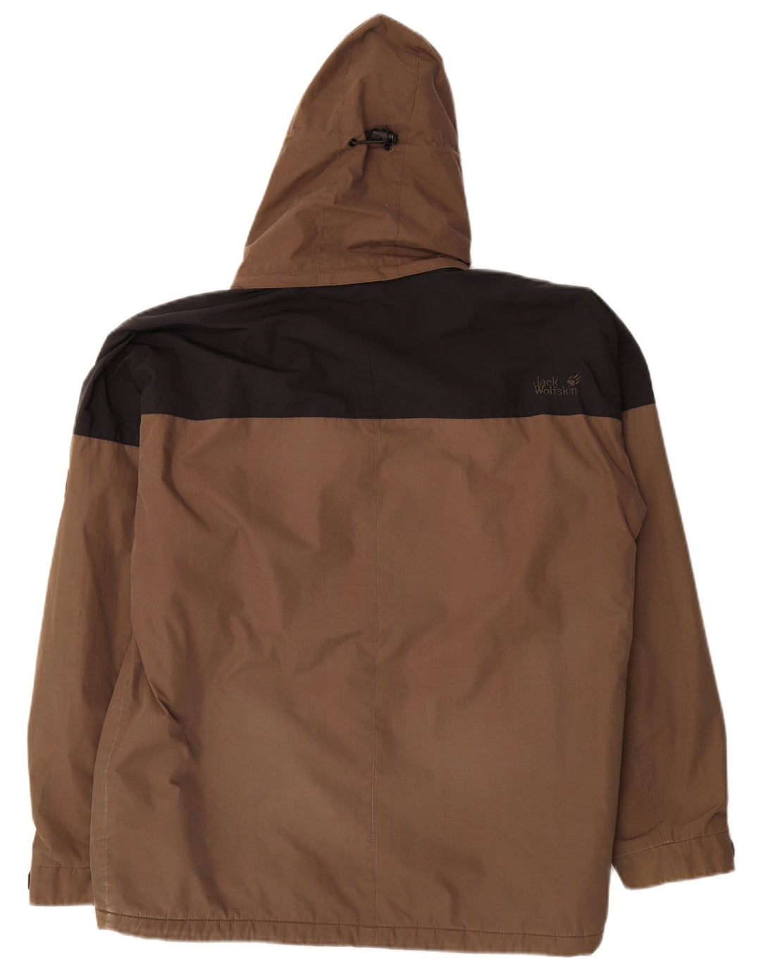 Giacca a vento con cappuccio da uomo Jack Wolfskin UK 38 Colorblock marrone medio