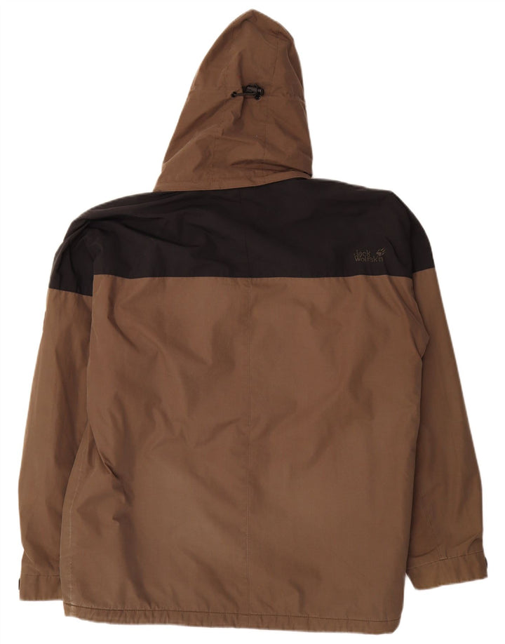 Giacca a vento con cappuccio da uomo Jack Wolfskin UK 38 Colorblock marrone medio