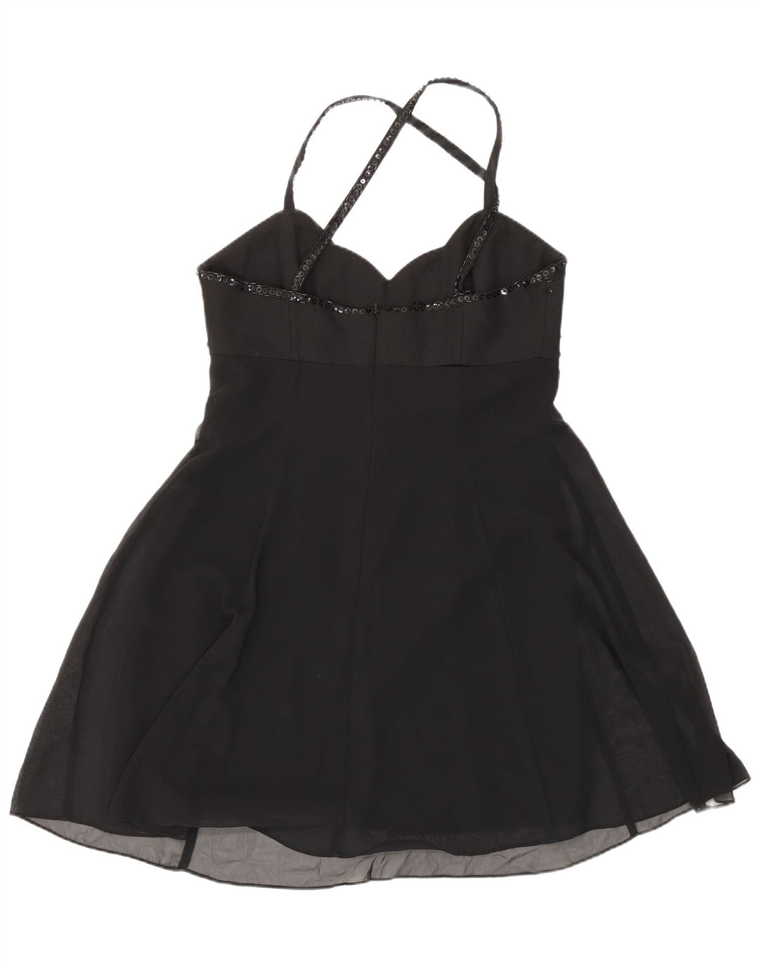 Mini abito halter da donna Charlotte Halton UK 12 poliestere nero medio