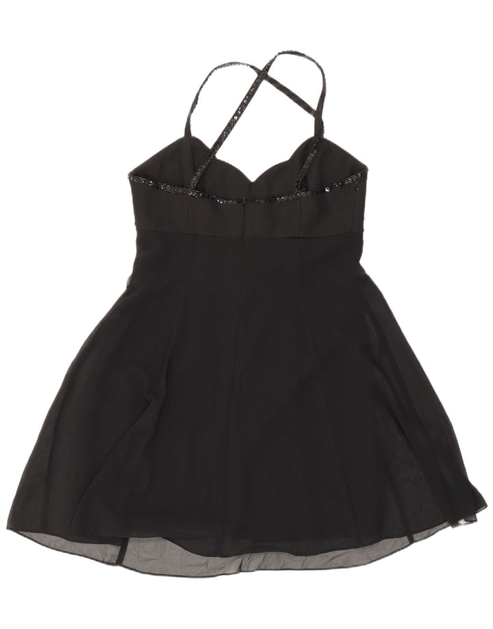 Mini abito halter da donna Charlotte Halton UK 12 poliestere nero medio