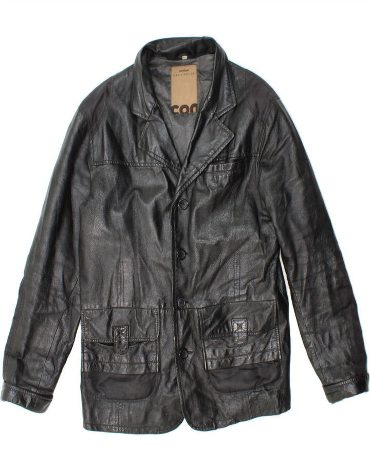 CONBIPEL Mens Leather Jacket IT 48 Medium Black Leather Vintage Conbipel and Second-Hand Conbipel from Messina Hembry 