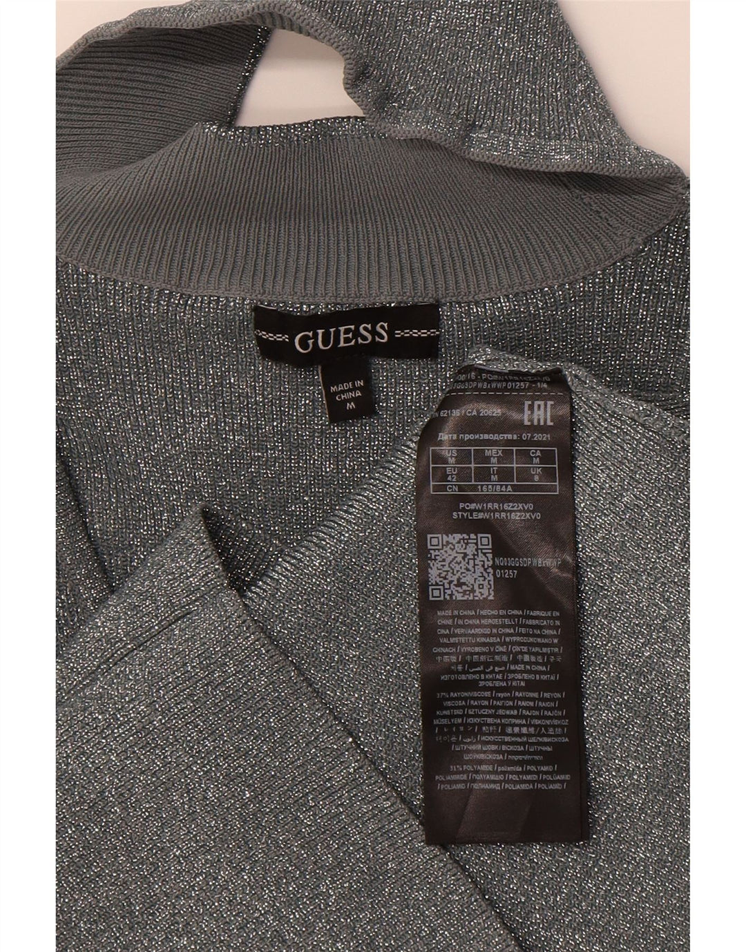 GUESS Womens Turtle Neck Jumper Sweater UK 8 Small  Grey Viscose