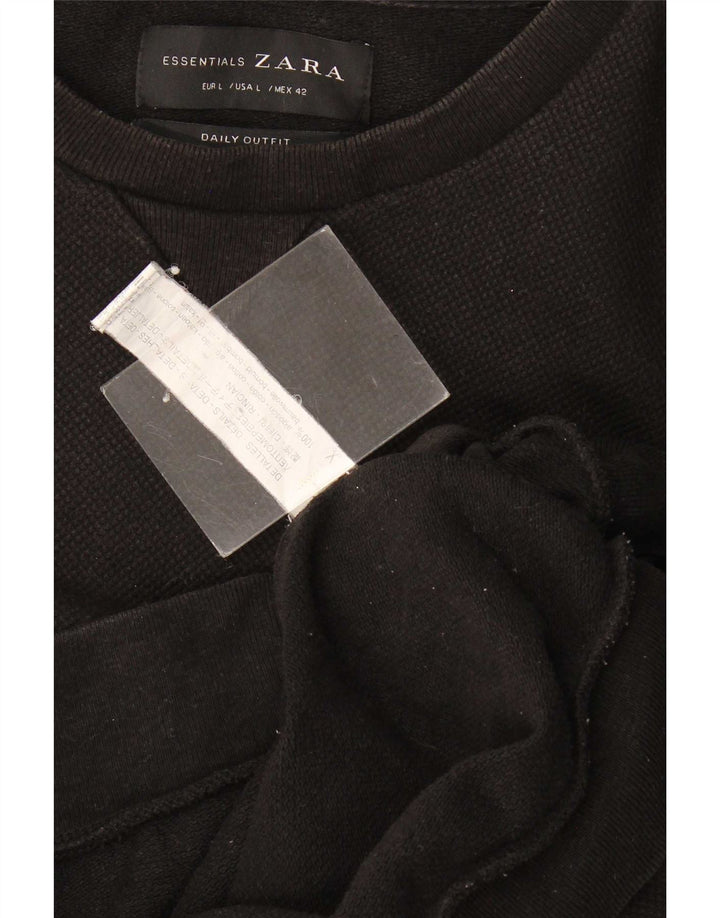 Felpa Zara Uomo Maglione Grande Cotone Nero