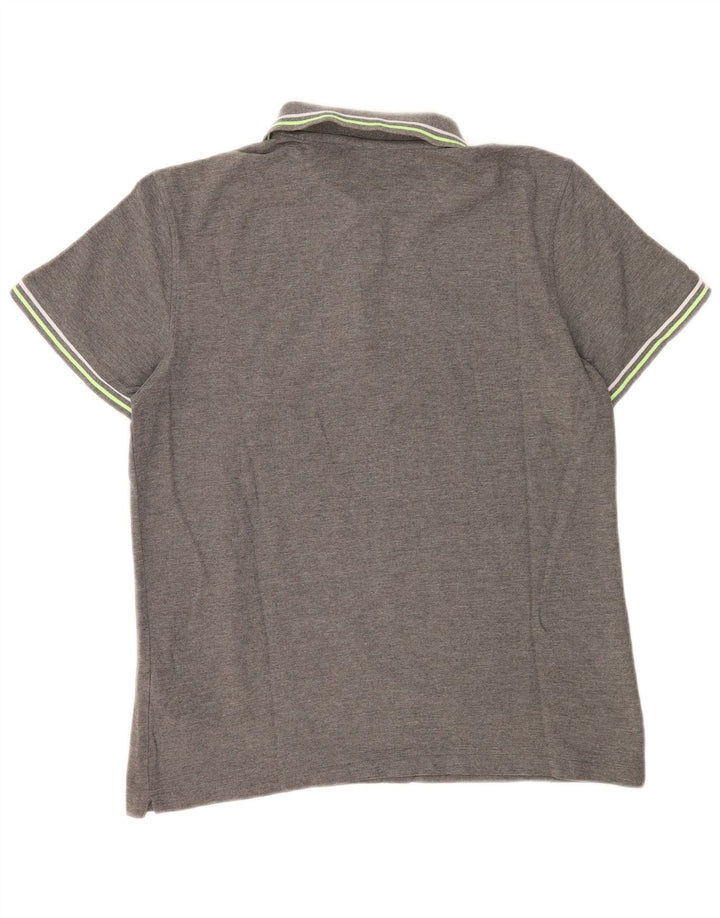 Polo da uomo Lotto Large in cotone a righe grigie