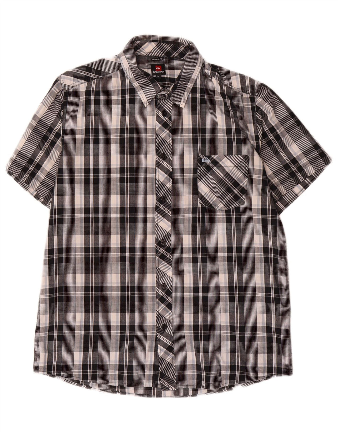 Camicia a maniche corte da uomo Quiksilver, cotone a quadri neri grandi