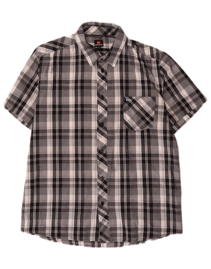 Camicia a maniche corte da uomo Quiksilver, cotone a quadri neri grandi