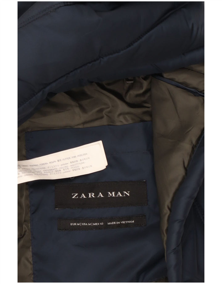 Gilet imbottito da uomo Zara UK 38 medio blu navy poliestere