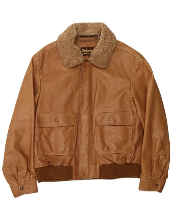 Giubbotto bomber in pelle da uomo Timberland UK 42 XL in pelle marrone
