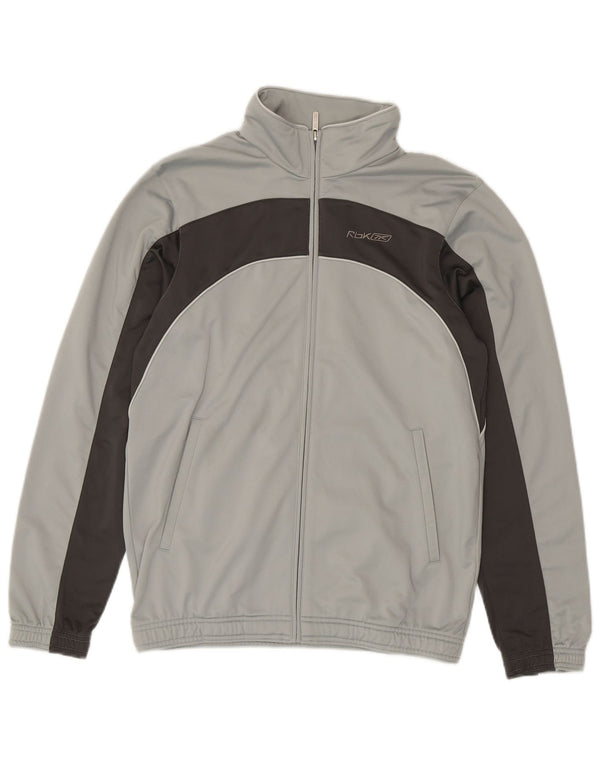 Giacca da ginnastica da uomo Reebok Small in poliestere color block grigio