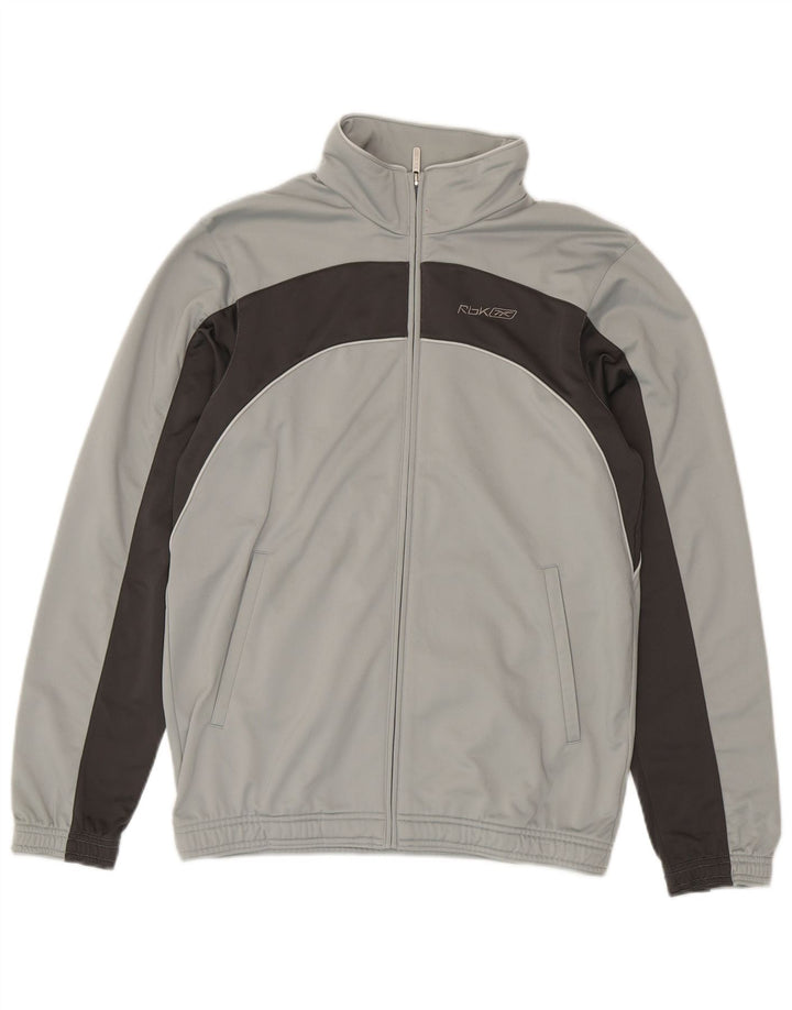 Giacca da ginnastica da uomo Reebok Small in poliestere color block grigio