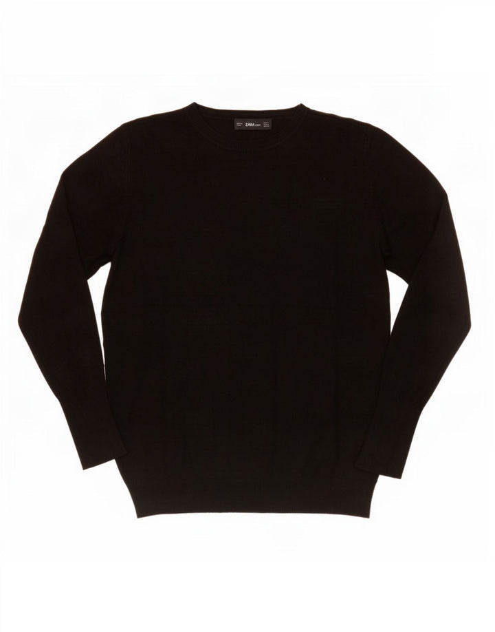 Maglione maglione girocollo da donna Zara UK 12 medio nero