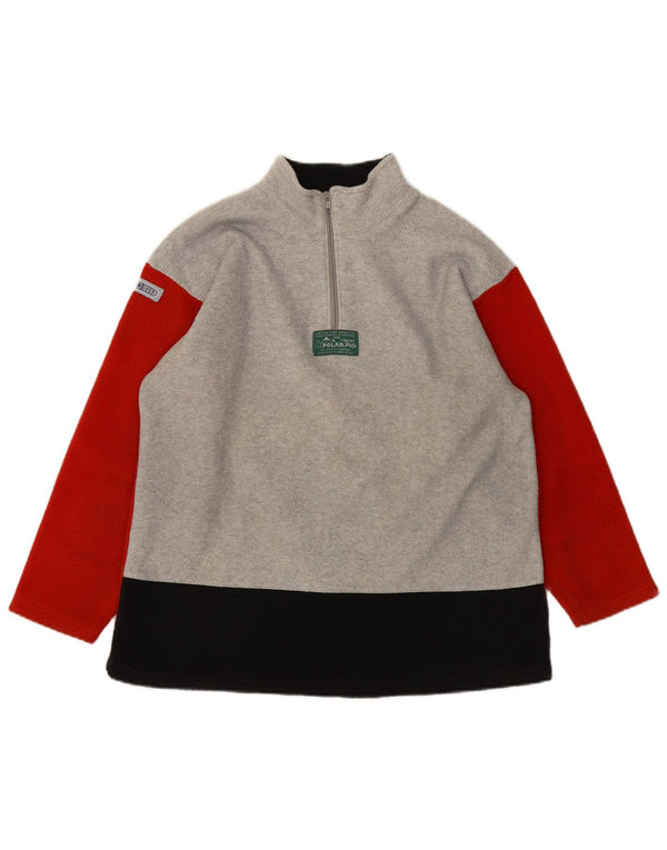 Maglione in pile vintage da ragazzo con zip e collo 13-14 anni, colore grigio sportivo