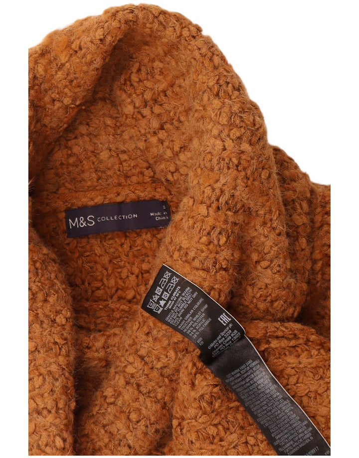 Maglione maglione oversize a collo alto Marks & Spencer da donna UK 10 piccolo marrone