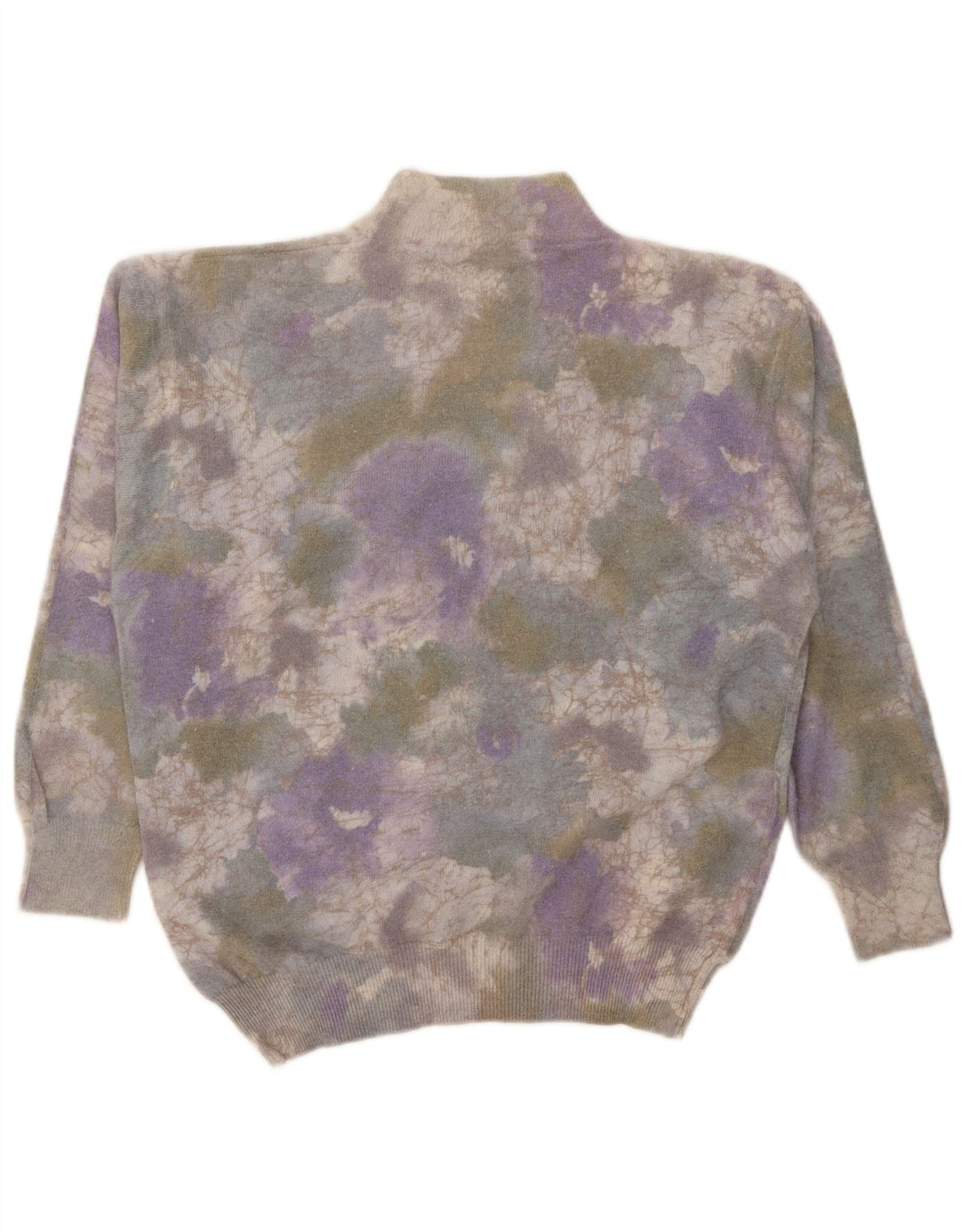 Maglione maglione vintage da donna con collo dolcevita UK 14 Tie Dye multicolore grande