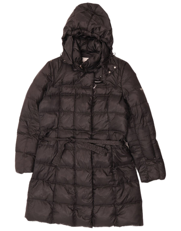 Cappotto imbottito con cappuccio Geox Respira da donna UK 14 grande poliestere nero
