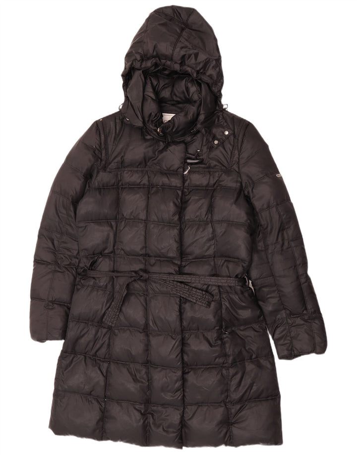 Cappotto imbottito con cappuccio Geox Respira da donna UK 14 grande poliestere nero
