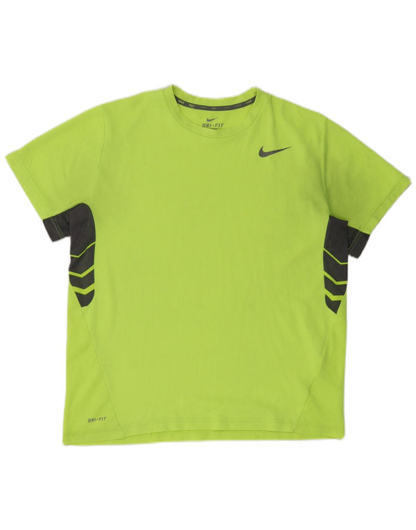 T-shirt Nike Dri Fit da uomo XL verde color block in poliestere