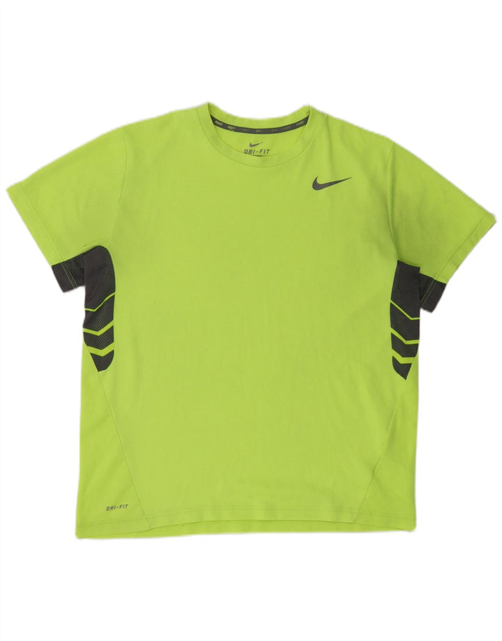T-shirt Nike Dri Fit da uomo XL verde color block in poliestere