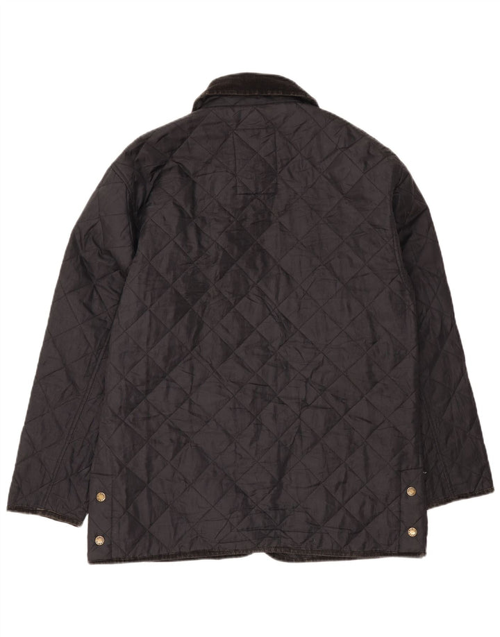 Giacca trapuntata da donna vintage UK 14 grande in poliammide blu navy