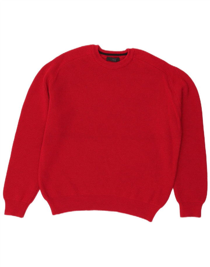 Maglione maglione girocollo da uomo TCM grande lana rossa