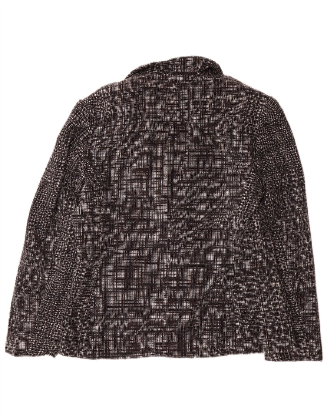 Giacca blazer da donna a 2 bottoni Jaeger UK 12 lana a quadri grigio medio