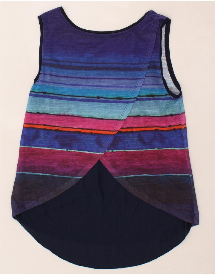 DESIGUAL Womens Graphic Vest Top UK 10 Small Multicoloured Striped Vintage Desigual and Second-Hand Desigual from Messina Hembry 