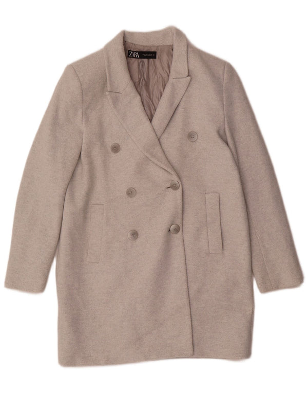 Cappotto doppiopetto da donna Zara UK 14 Poliestere grigio medio