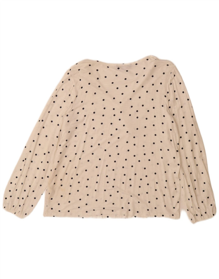 Marks & Spencer Top da donna a maniche lunghe UK 14 Large Off White Spotted
