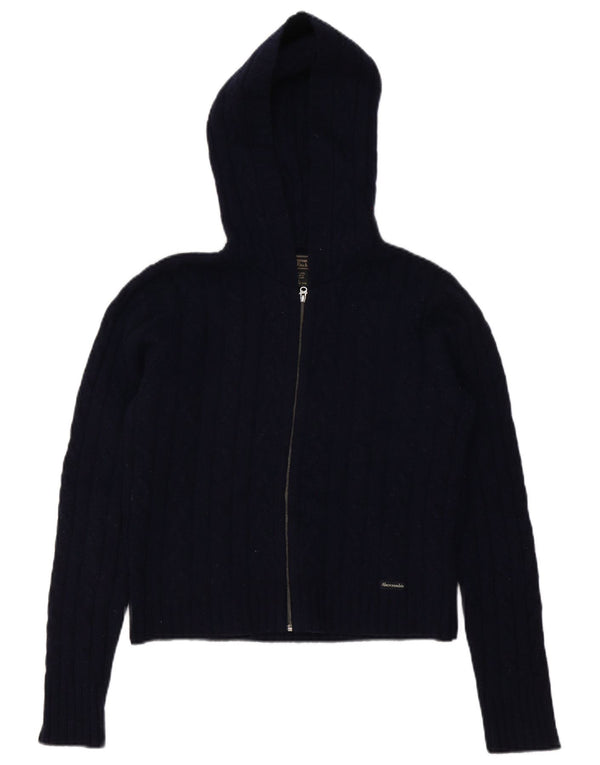 Maglione cardigan con cappuccio da donna Abercrombie & Fitch UK 16 grande blu navy
