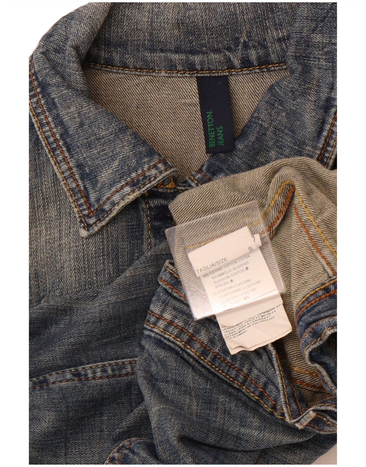 Giacca in denim corto da donna BENETTON UK 10 piccolo cotone blu