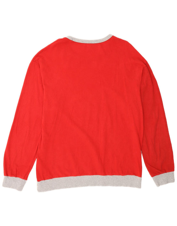 Benetton Donna Disney Graphic Top manica lunga UK 18 XL Rosso Colourblock
