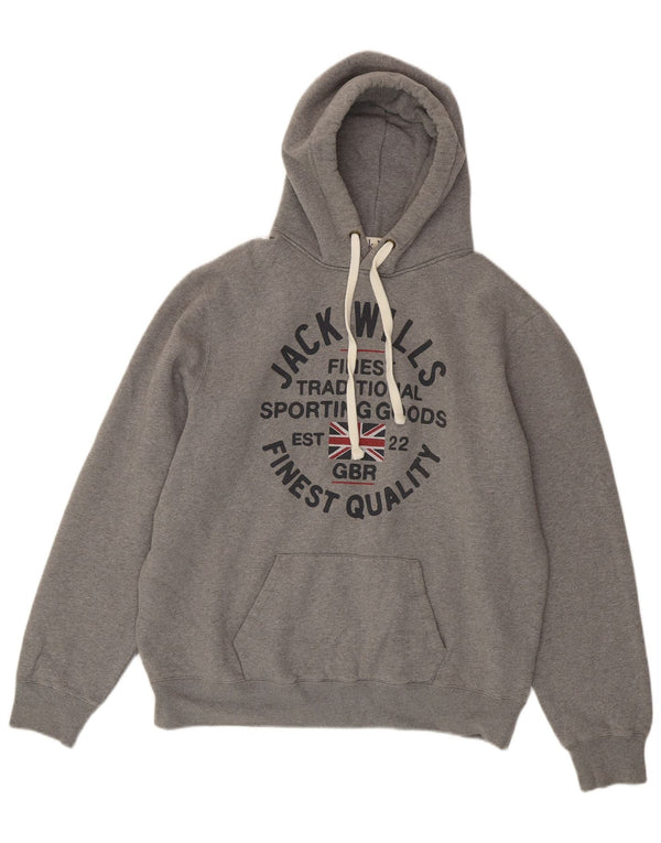 Maglione con cappuccio grafico da uomo Jack Wills 2XL cotone grigio