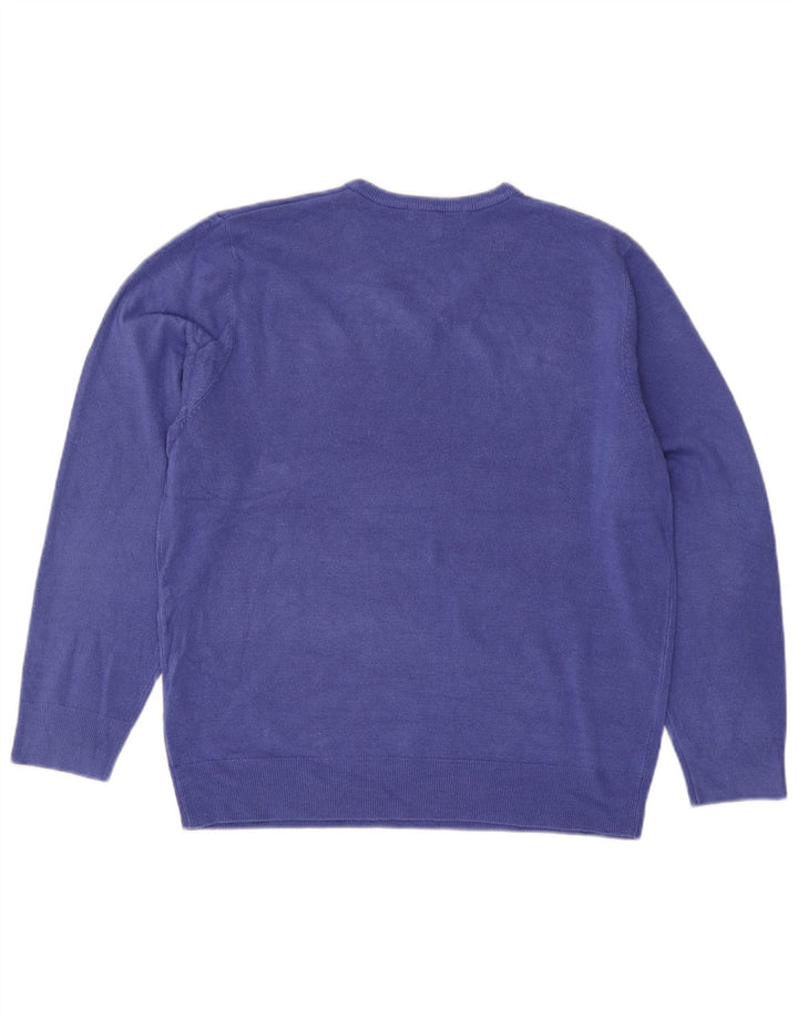 Maglione maglione con scollo a V da uomo Marks & Spencer XL blu acrilico